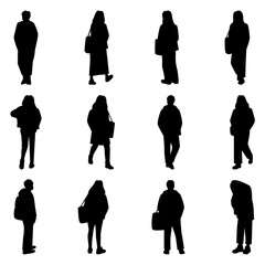 Vector Collection Set of Casual People Silhouettes	