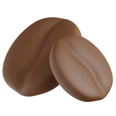 Coffee beans on a white background, 3D rendering.