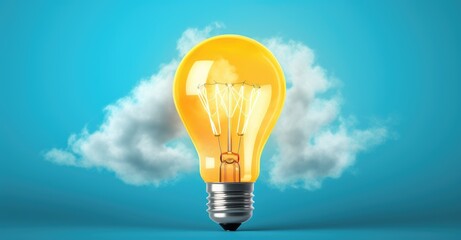 A cloud-shaped yellow light bulb illuminating a room