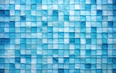 A vibrant blue glass tile wall up close