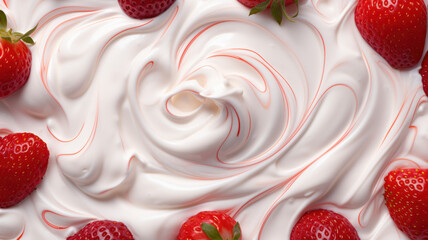 Delicious Yogurt and Strawberry Seamless Background