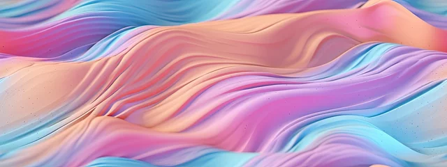 Fotobehang Seamless Soft pastel holographic windswept sandy beach ripples aerial view background texture. summer opalescent pale rainbow desert sand dunes repeat pattern design. © Eli Berr