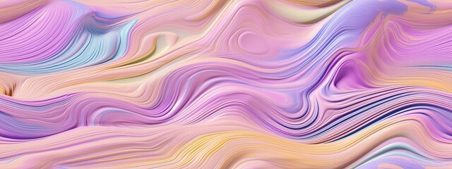 Fototapeta premium Seamless Soft pastel holographic windswept sandy beach ripples aerial view background texture. summer opalescent pale rainbow desert sand dunes repeat pattern design.