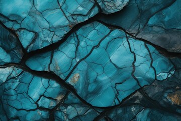 Macro shot of turquoise veins within a larger rock formation