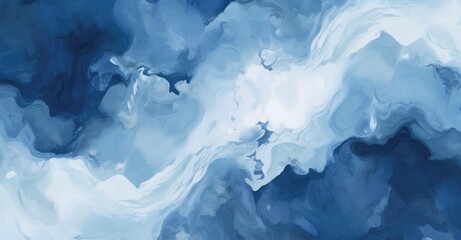 Blue and white waves painting on a vibrant blue background