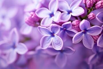 Lilac blossom macro background with copy space.