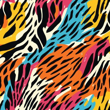 seamless pattern, animal print pattern with colorful zebra pattern.