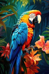 Obraz premium A colorful parrot perched on a branch