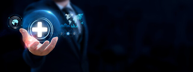 Medical health care. DNA. Digital healthcare and unified network harmonization, medical technological strides and forward-looking healthcare concept.