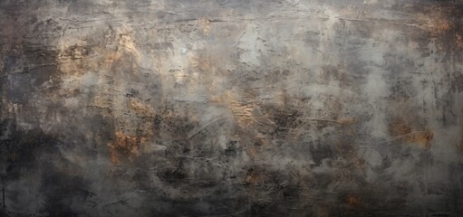 A weathered black and grey wall with visible rust - obrazy, fototapety, plakaty