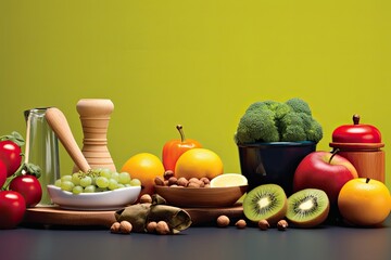 Banner image focusing on healthy cooking and fitness. Illustration