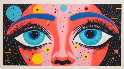 Create a unique look with a hand-drawn illustration on textured paper featuring a vivid splash of color from risograph printing.