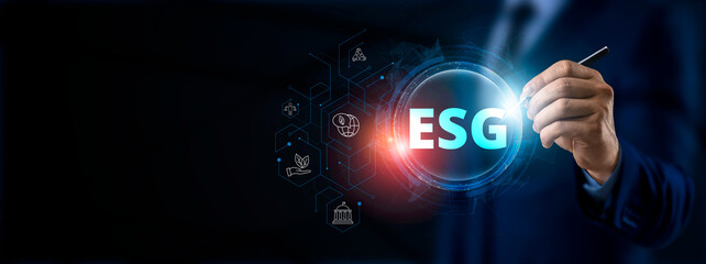 ESG: Environmental, Social, and Governance Factors Driving Sustainable and Ethical Business Practices on the Path to ESG Icon for Green Energy Development.
