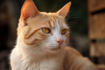 Portrait of a cute cat looking away. Canaani cat breed