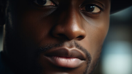 An intense close-up of a musician's soulful eyes whilst playing a passionate jazz set is imaged.