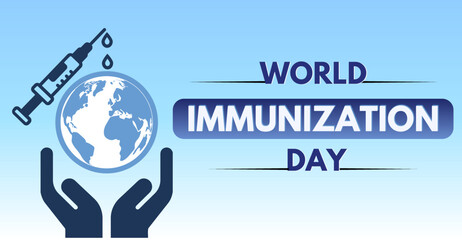 World Immunization day, celebration banner 