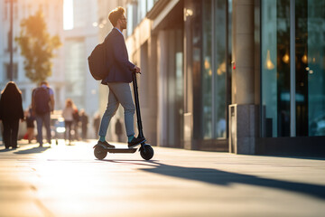 Obraz premium Electrical scooter through the town