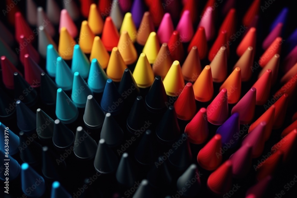 Poster a vibrant collection of crayon sticks in various colors. perfect for creative projects and education