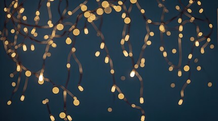 Captivating Christmas Garland Bokeh Lights Adorning a Midnight Blue Background, Evoking Holiday Magic and Cheer.
