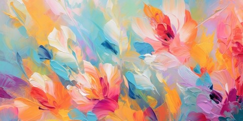 Beautiful abstract colorful impressionistic floral design background. beautiful Generative AI AIG32 - obrazy, fototapety, plakaty