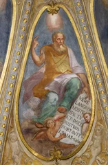 Foto op Plexiglas GENOVA, ITALY - MARCH 6, 2023: The fresco of prophets Isaiah in church Chiesa di Santa Caterina by Pantaleo Calvi from 16. cent.  © Renáta Sedmáková