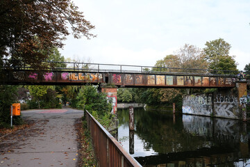 Rusted railroad bridge