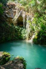 Katappakthe waterfall, Kremmioti.Beautiful crystal blue water.  Cyprus, September 2023.