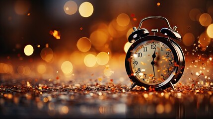 Magic time.Christmas and new year banner with copyspace and bokeh background