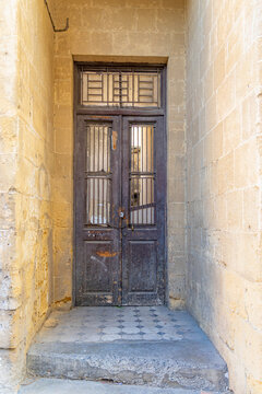 wooden door in the city center of Lefkosia, Nicosia in Northern Cyprus.  September 2023.