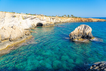 The bridge of love.  Natural rock formation in the shape of a bridge in the town of Ayia Napa,...