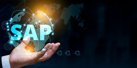 SAP. Redefining Business Automation with AI Integration. Delving into the Harmony of Internet, Technology, Business, and Networks. - obrazy, fototapety, plakaty