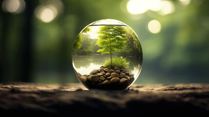 tree in a glass spere