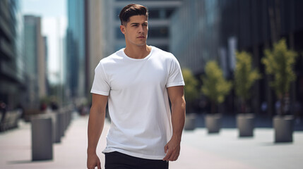 man in white shirt walking on the street