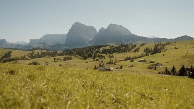 View of the Sassolungo and Sassopiatto from the Siusi Alps