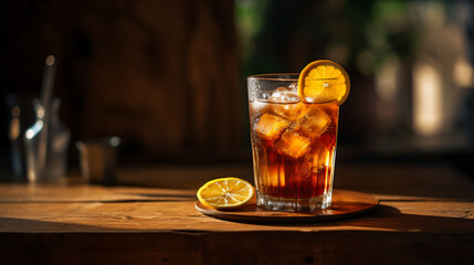 glass of cola with ice, tea, drink, glass, cup, beverage, ice, food, lemon, cold, hot, liquid, alcohol, fresh, fruit, cocktail, orange, sweet, juice, white, red, healthy, cool, turkish - obrazy, fototapety, plakaty