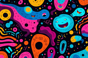 Mobile game quirky doodle pattern, wallpaper, background, cartoon, vector, whimsical Illustration