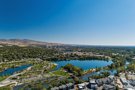 City water park with ponds in Boise, Idaho