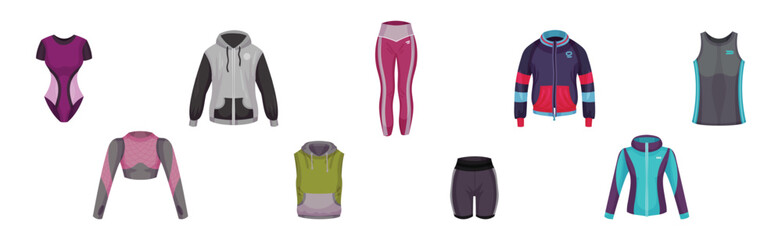 Woman Sportswear for Training and Workout Vector Set