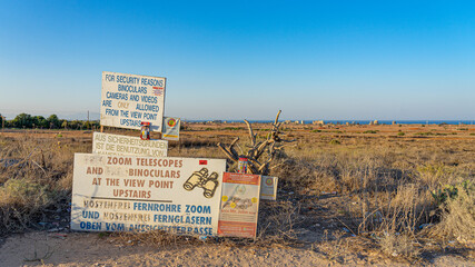 Stop, no man's land next to the border between the Republic of Cyprus and Northern Cyprus.