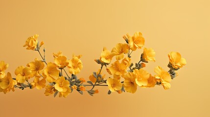  a bunch of yellow flowers on a yellow background with room for text.  generative ai