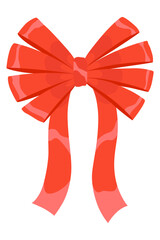 Bow icon. Cartoon ribbon for invitation or gifts, present cards and luxury wrap pack isolated on white background. Holidays and celebrations decoration for your design. Vector illustration