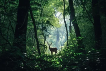 Muurstickers Solitude in the Woods - Generative AI © Sidewaypics