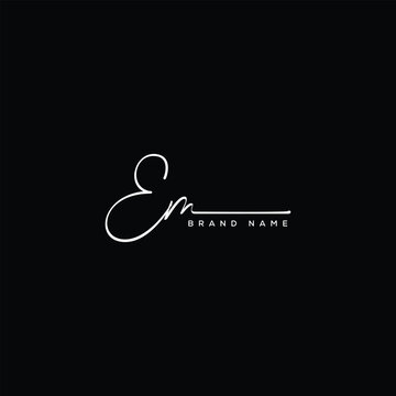 EM letter beauty handwriting vector logo. 