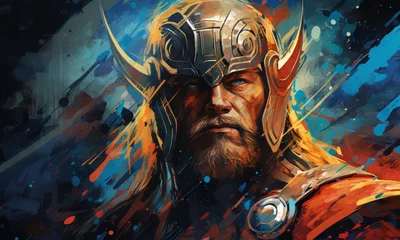 Foto op Plexiglas Thor - The nordic god  of thunder in gold and blue  © Superhero Woozie