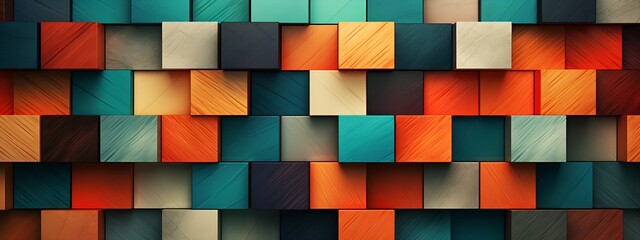 Vibrant Geometric Tiles Background Web Banner, Abstract Colorful Pattern for Design and Creativity