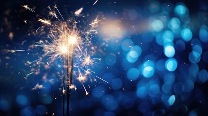 Close-up of the sparks from burning sparklers - obrazy, fototapety, plakaty