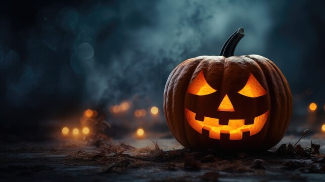 Decorative background with a scary pumpkin
