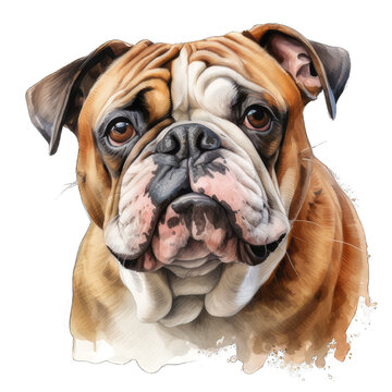 Cute Bulldog Dog Watercolor Png Graphic