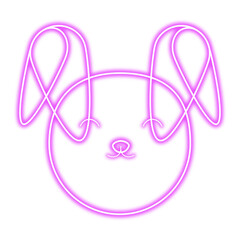 Neon pink rabbit on transparent background