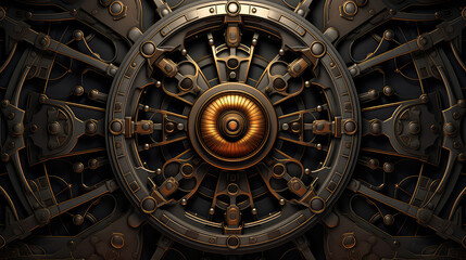 Fototapeta na wymiar mechanical steampunk symmetrical background